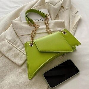 Green Geometric Chain Shoulder Bag